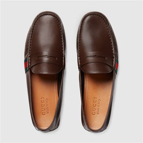 mens gucci driving moccasins|gucci leather driver with web.